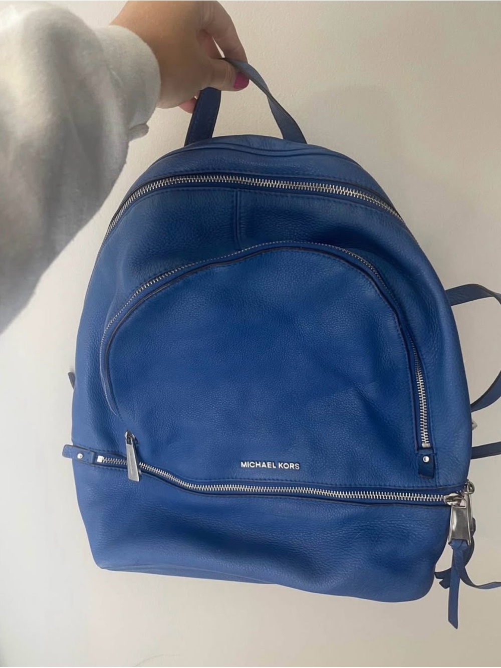 MICHAEL KORS  Electric Blue Leather Backpack - Compact Everyday Bag